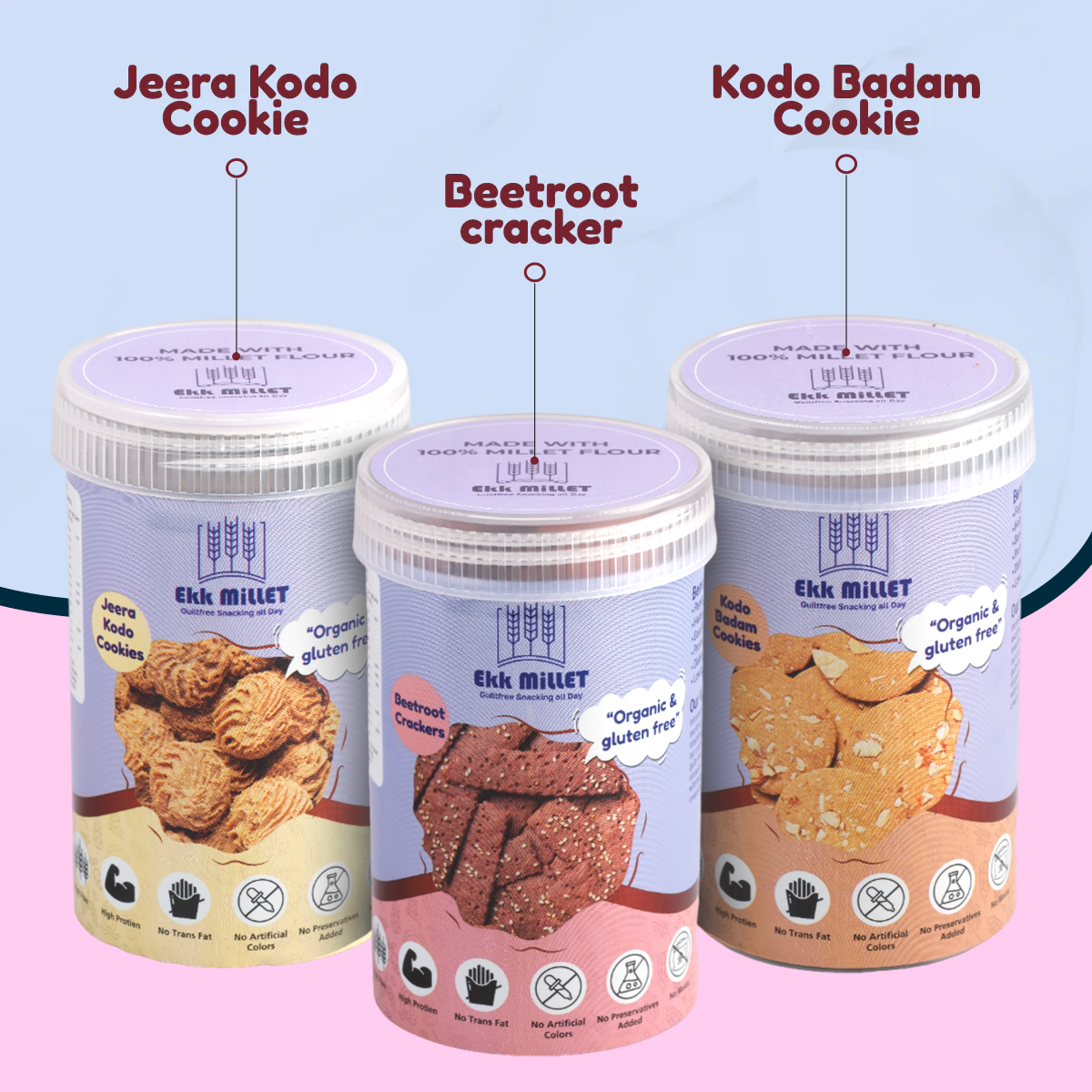 Combo Pack of Jeera Kodo (100 Gm), Beetroot Crackers (100 Gm